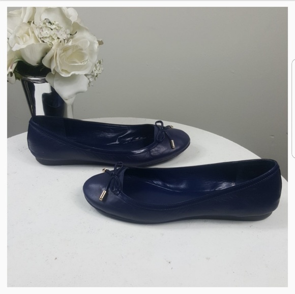 Blue Leather Ballet Flats 